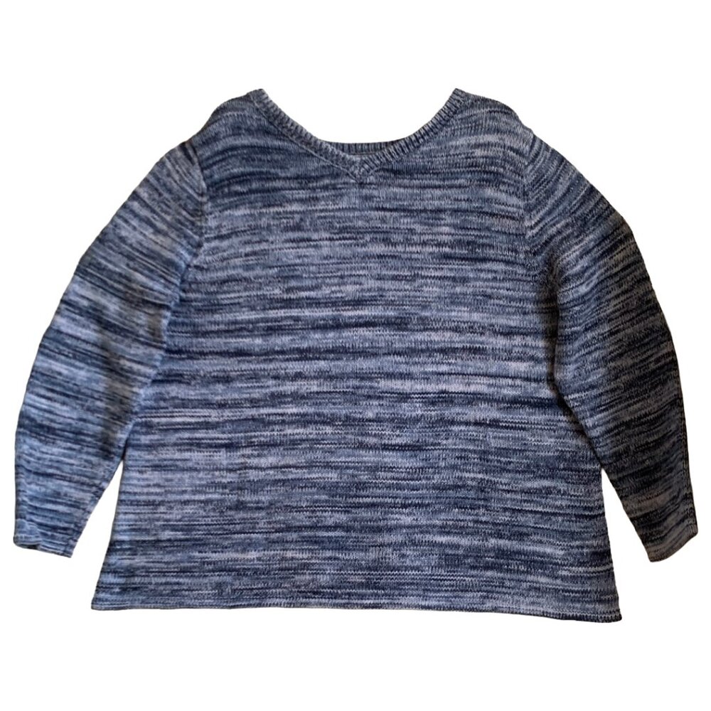 J. JILL Womens' Blue & White Spaced-Dyed Cotton Marled Pullover Sweater Sz L - Picture 5 of 8
